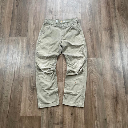 Carhartt Cream Carpenter Trousers Paint Detail