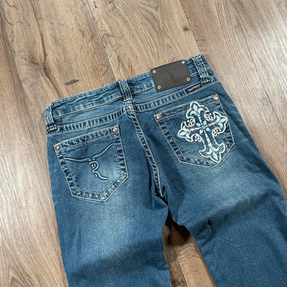 Trinity Ranch Cross Embroidered Boot Cut Jeans W28 L33