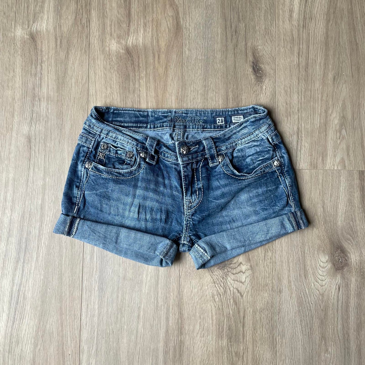 Miss Me Pink Embroidery Y2K Mini Shorts