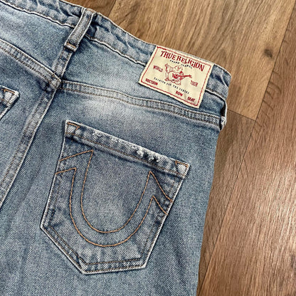 True Religion Straight Leg Ripped Knee Jeans