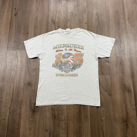 Vintage Harley Davidson 2008 "Where it All Began" T-Shirt Grey