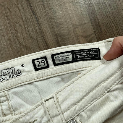 Miss Me Embroidered White Skinny Jeans