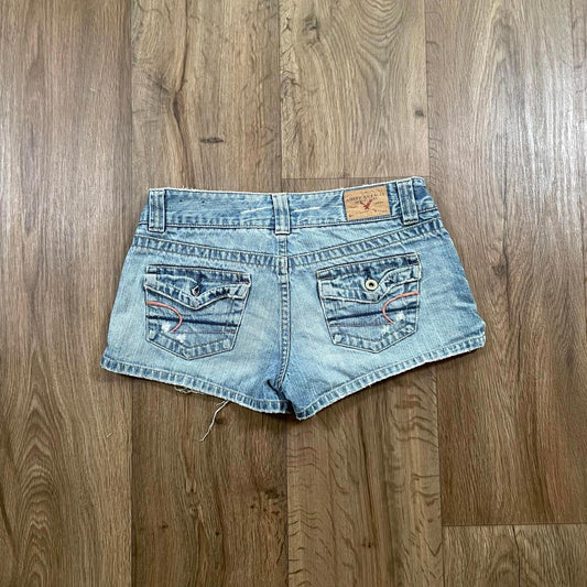 American Eagle Pink Embroidered Micro Shorts