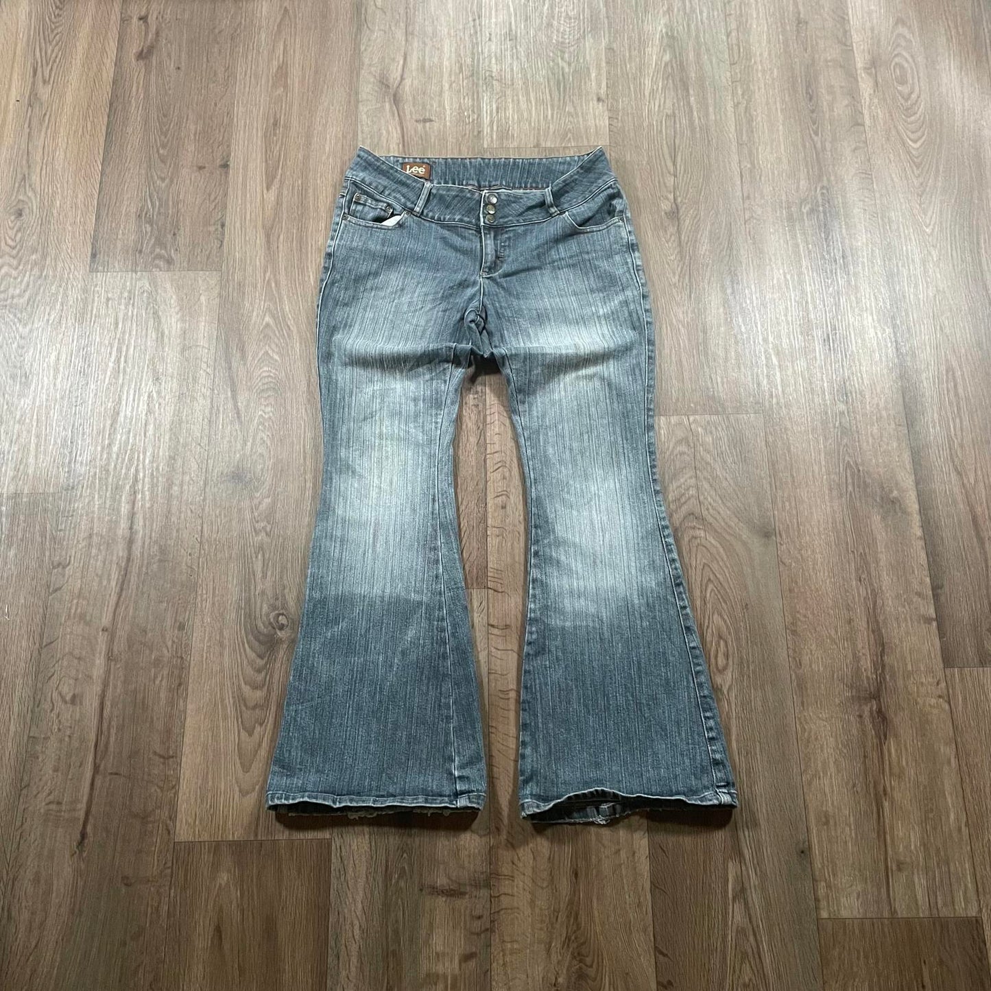 Lee Three Button Flared Jeans Grey