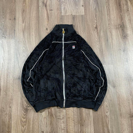 Vintage Fila Y2K Velvet Zip Black Fleece