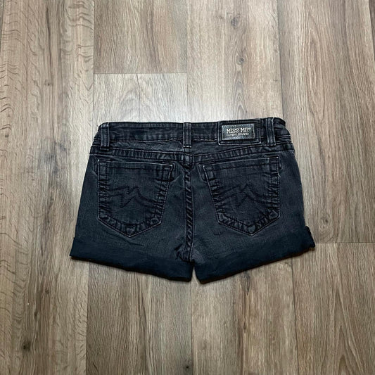 Miss Me Y2K Low Waisted Black Denim Shorts W28