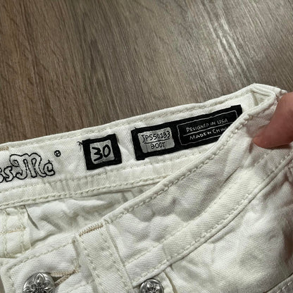 Miss Me White Boot Cut Embroidered Jeans