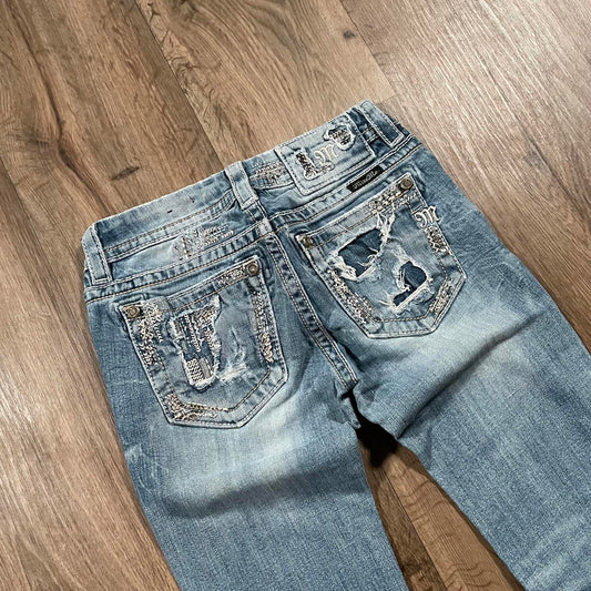 Miss Me Distressed Gem Straight Jeans