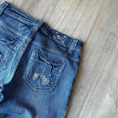 Zabione Denver Embroidered Y2K Style Straight Jeans W27 L30