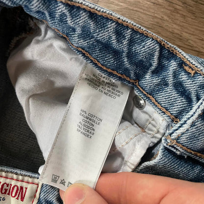 True Religion Straight Leg Ripped Knee Jeans