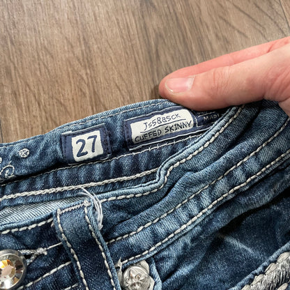Miss Me Cuffed Skinny Jean Embroidered Pocket