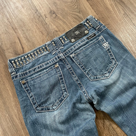 Miss Me Studded Belt Straight Leg Jeans