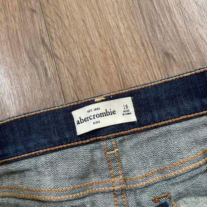 Abercrombie Dark Wash Embroidered Patch Shorts
