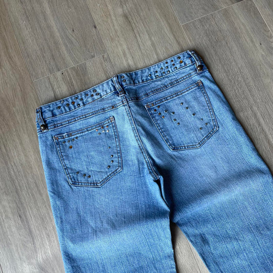 Mudd Studded Y2K Style Low Rise Boot Cut Jeans W31 L32