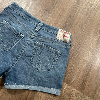 True Religion Y2K Low Waisted Denim Shorts