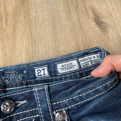 Miss Me Geometric Pocket Denim Shorts Y2K