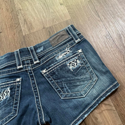 BKE Denim Dark Wash Distressed Mini Shorts W31