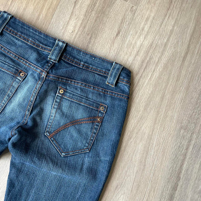 Fishbone Embroidered Y2K Style Boot Cut Jeans W30 L33