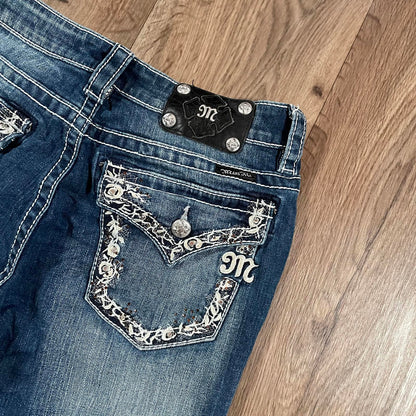 Miss Me Boyfriend Capri Jeans Flowered Detail