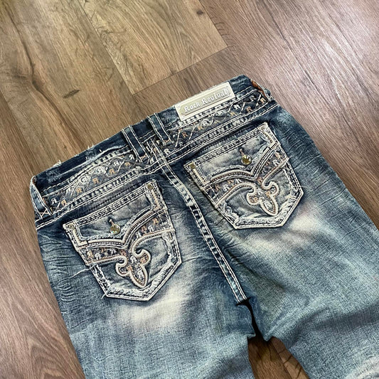 Rock Revival Mid Rise Ankle Skinny R Detail Jeans