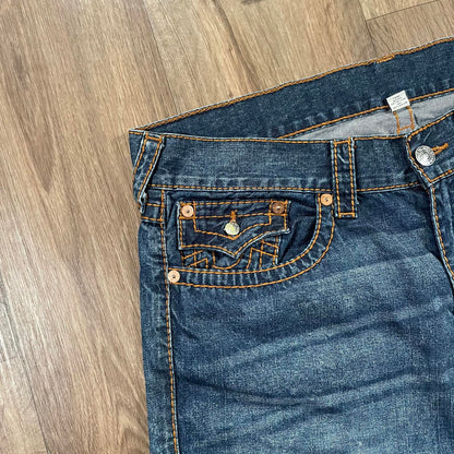 True Religion Straight Leg Jeans Brown Stitching W40 L33