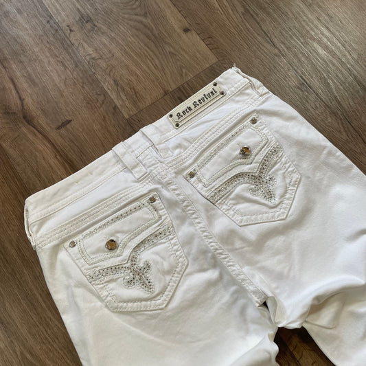 Rock Revival White Gem Crop Jean