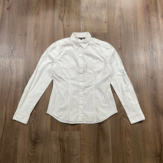 Victoria Secret White Fitted Long Sleeve Shirt
