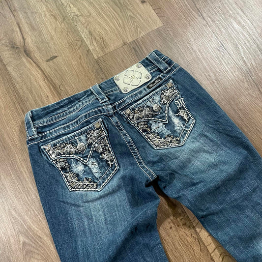 Miss Me Mid Rise Boot Cut Jeans Sequin Pockets