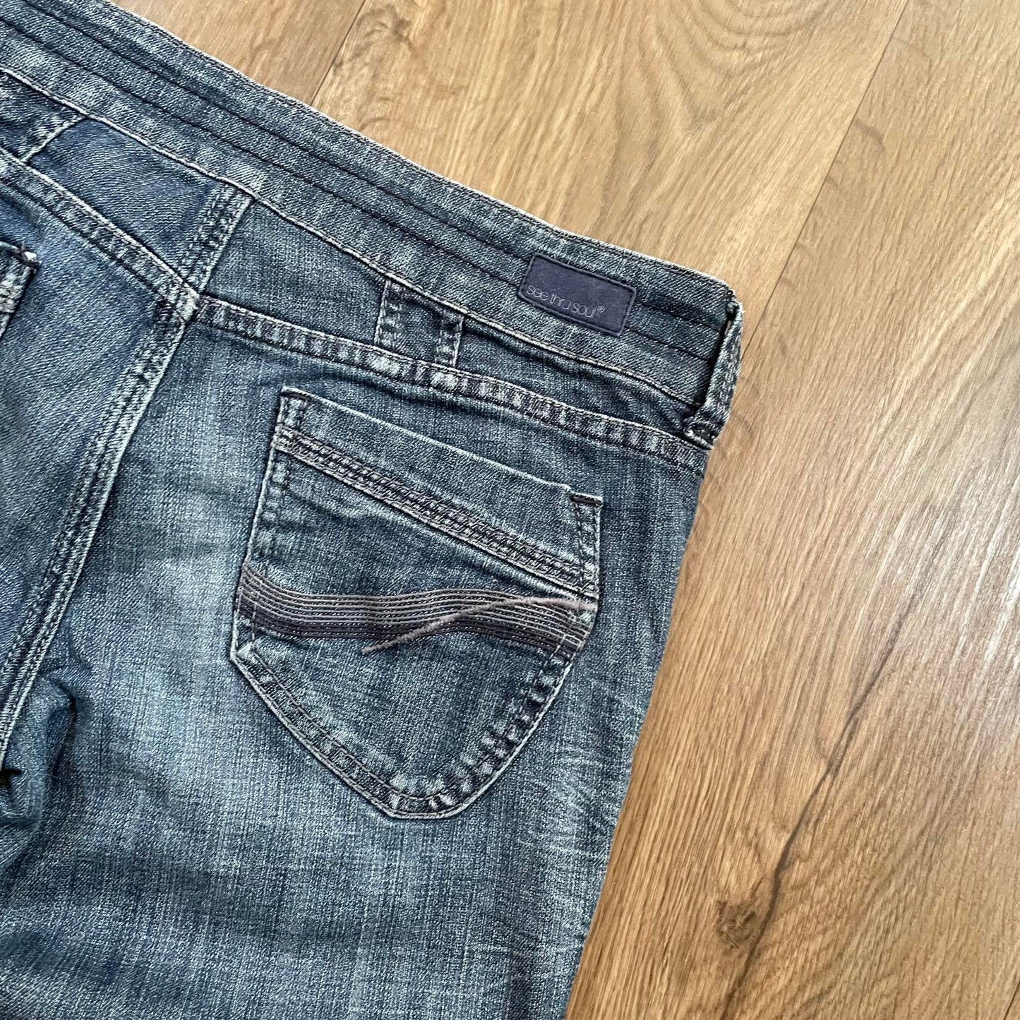 See Thru Soul Embroidered Dark Wash Boot Cut Jeans