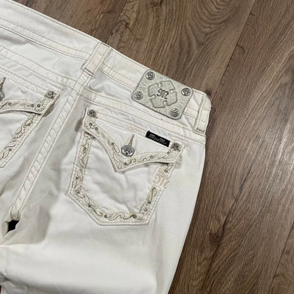 Miss Me Embroidered White Skinny Jeans