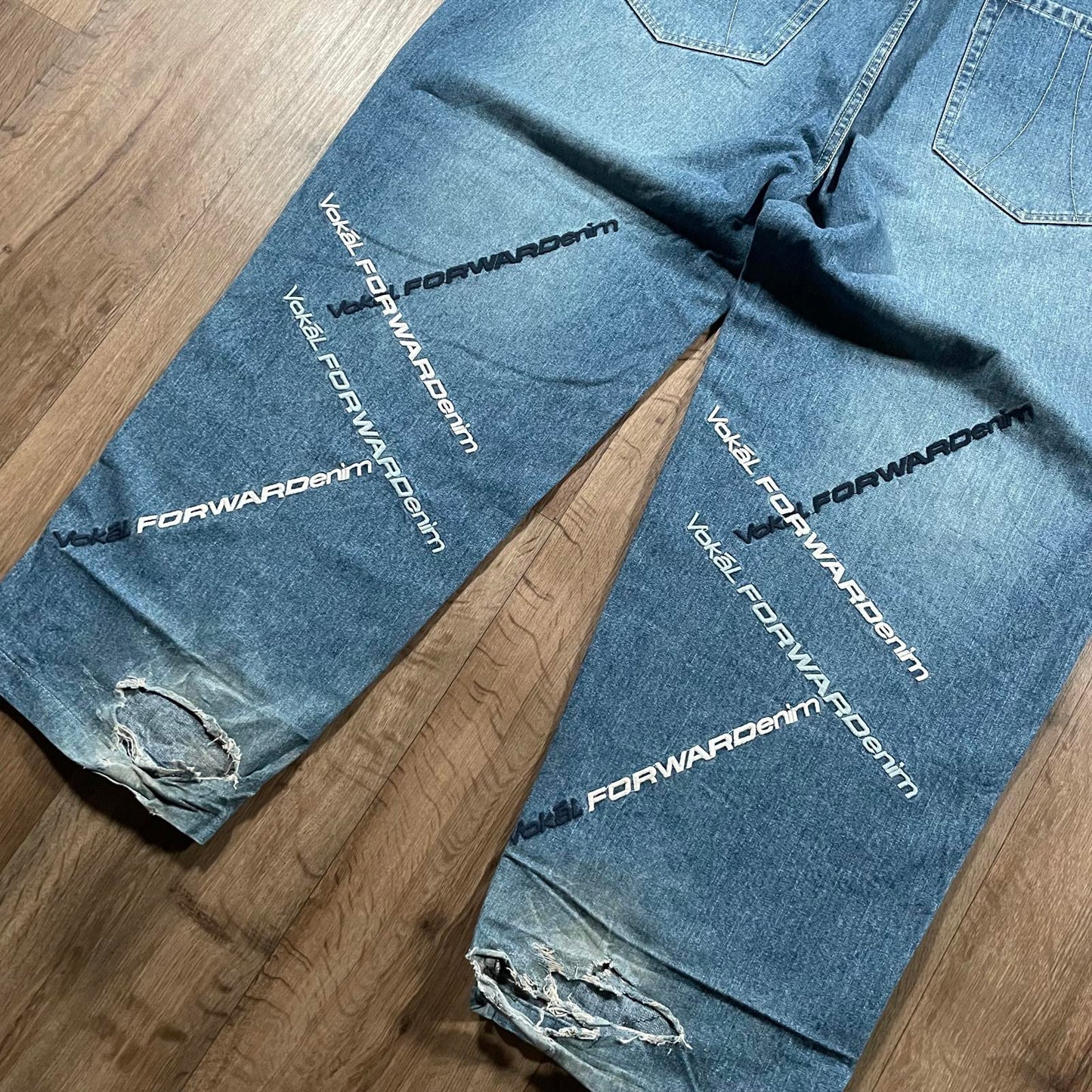 Vokal Blue Baggy Jeans Embroidery