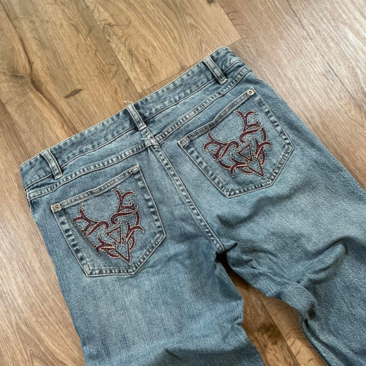 Harley Davidson Straight Leg Jeans Embroidered Pockets