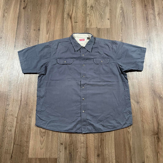 Wrangler Navy/ Grey Button-Up Short Sleeve Shirt XXL