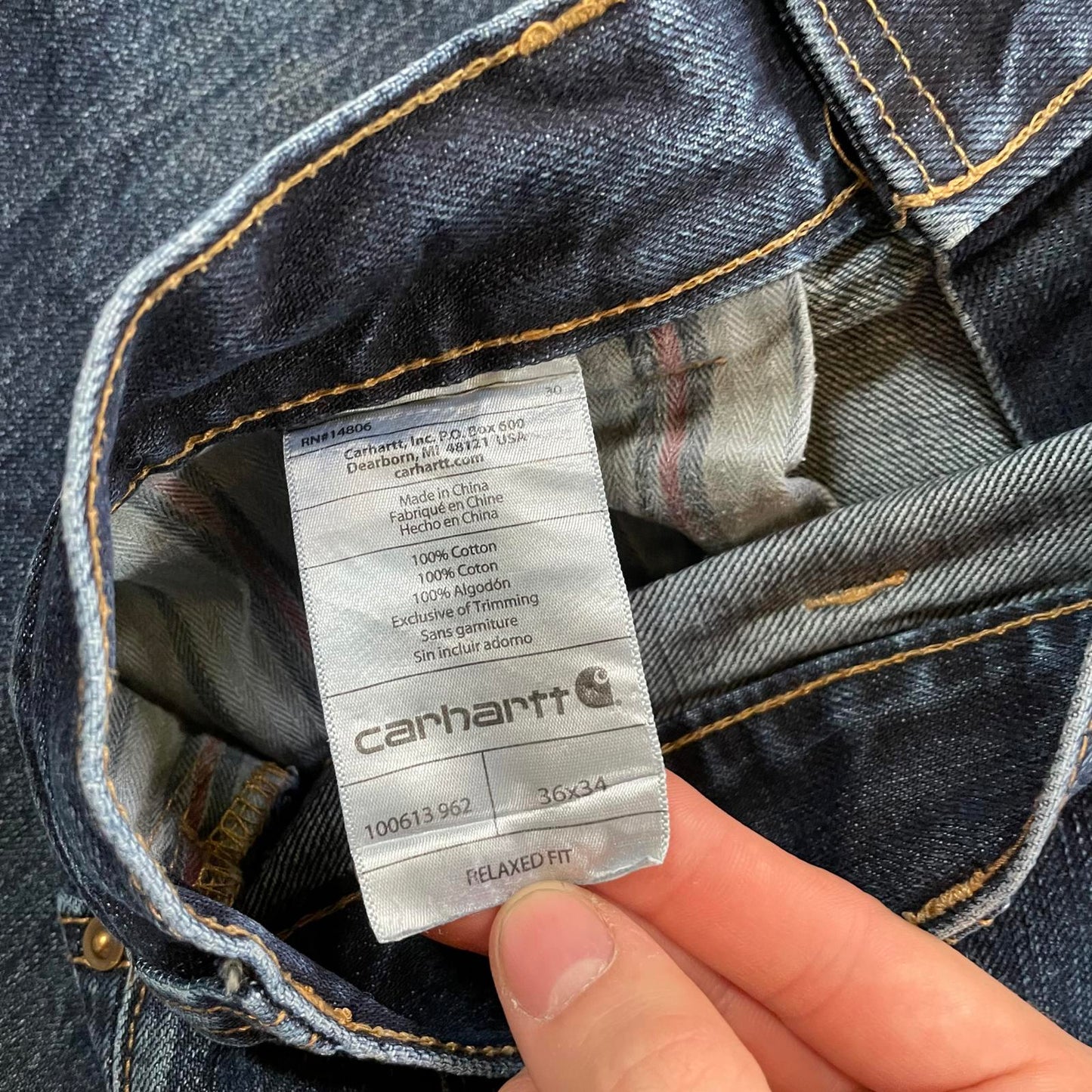 Carhartt Dark Wash Denim Jeans Relaxed Straight