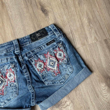Miss Me Pink Embroidery Y2K Mini Shorts