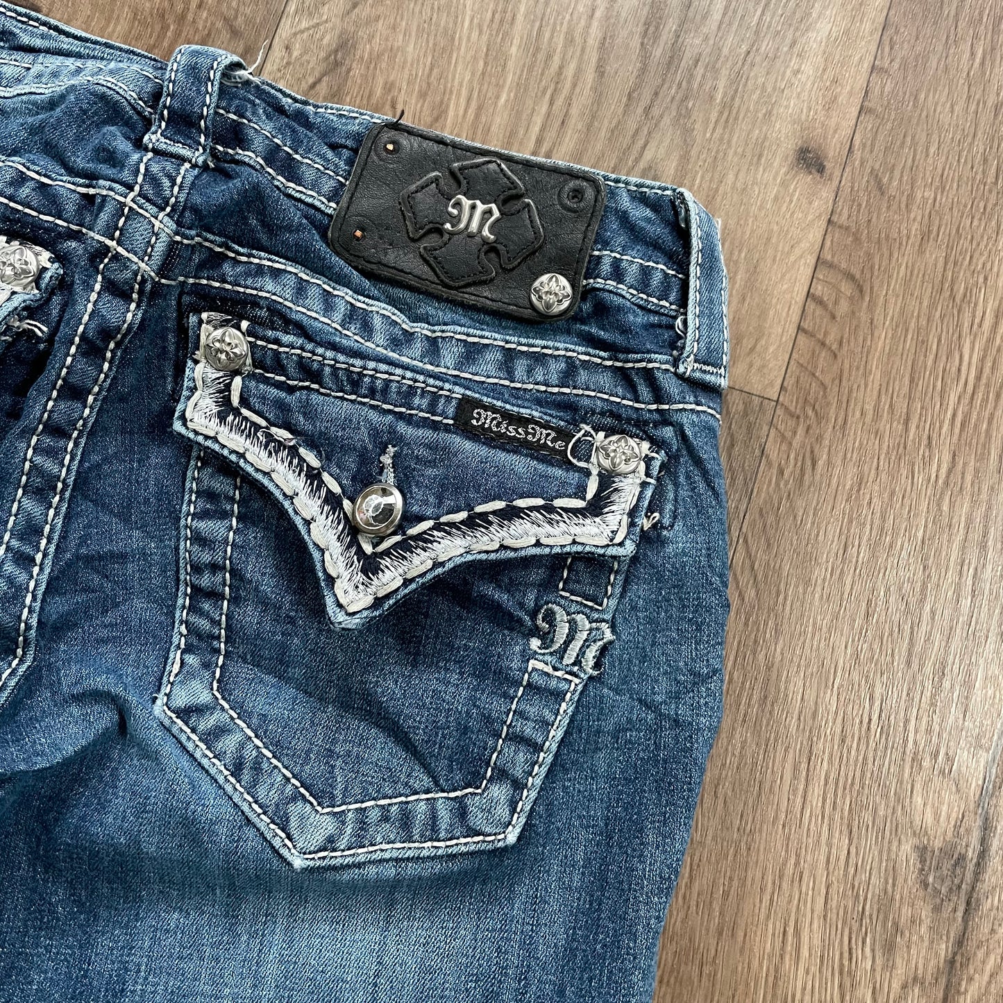 Miss Me Cuffed Skinny Jean Embroidered Pocket