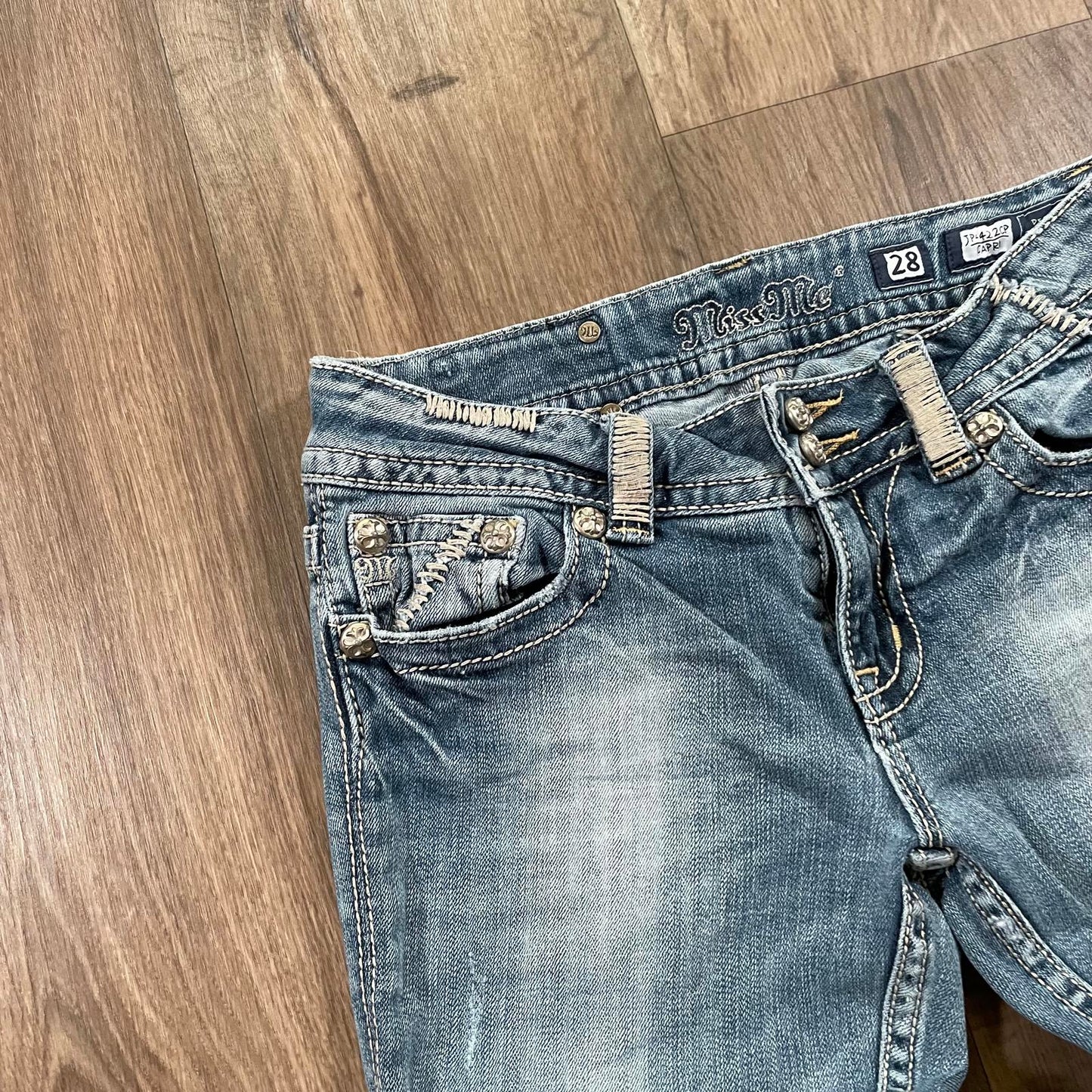 Miss Me Double Button Capris