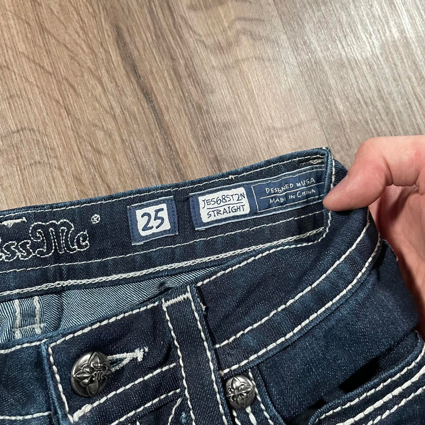 Miss Me Navy Studded Straight Jeans