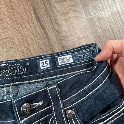 Miss Me Navy Studded Straight Jeans