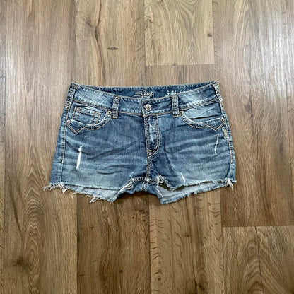 Silver Jeans Embroidered Mini Shorts