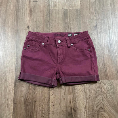 Miss Me Burgundy Mini Shorts Y2K