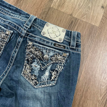 Miss Me Mid Rise Boot Cut Jeans Sequin Pockets