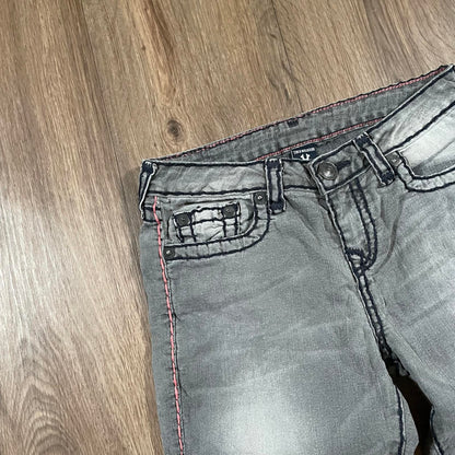 Black True Religion Straight Jeans Pink Stitching W28 L29