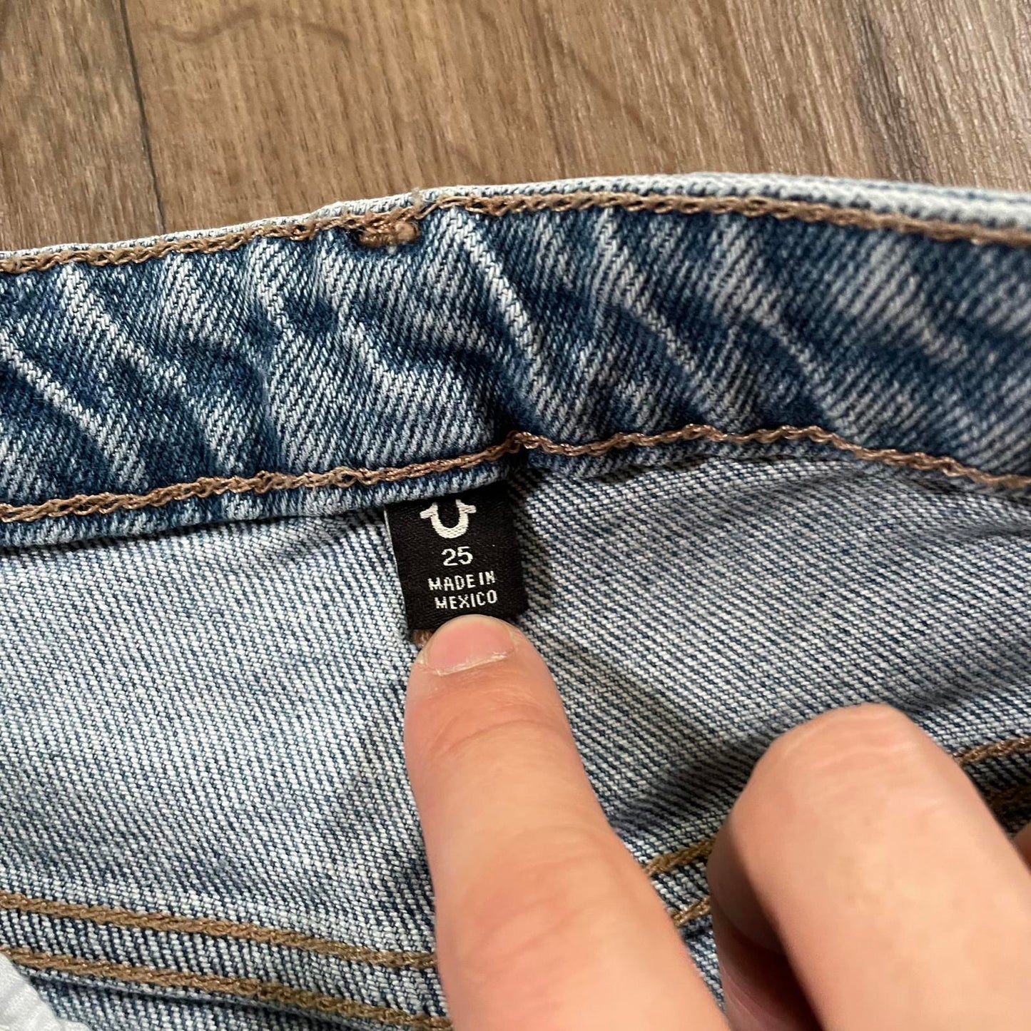 True Religion Straight Leg Ripped Knee Jeans