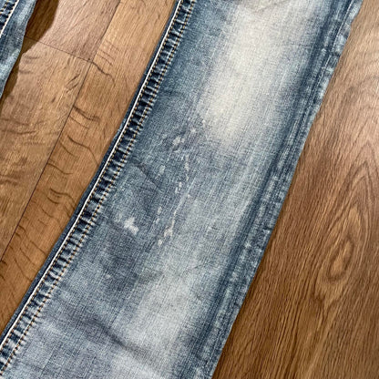 Miss Me Cross Detail Mid Rise Slim Boot Jeans
