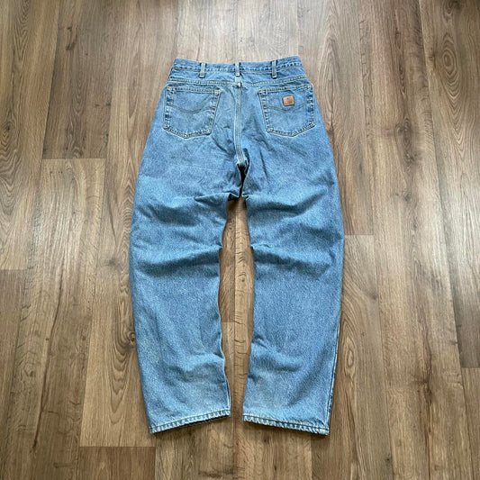 Carhartt Blue Lined Denim Jeans Straight Leg W33 L34 Mens