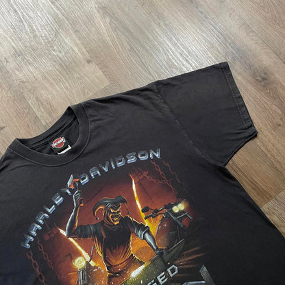 Vintage Harley Davidson 2008 "Forged in Iron" Print T-Shirt Black