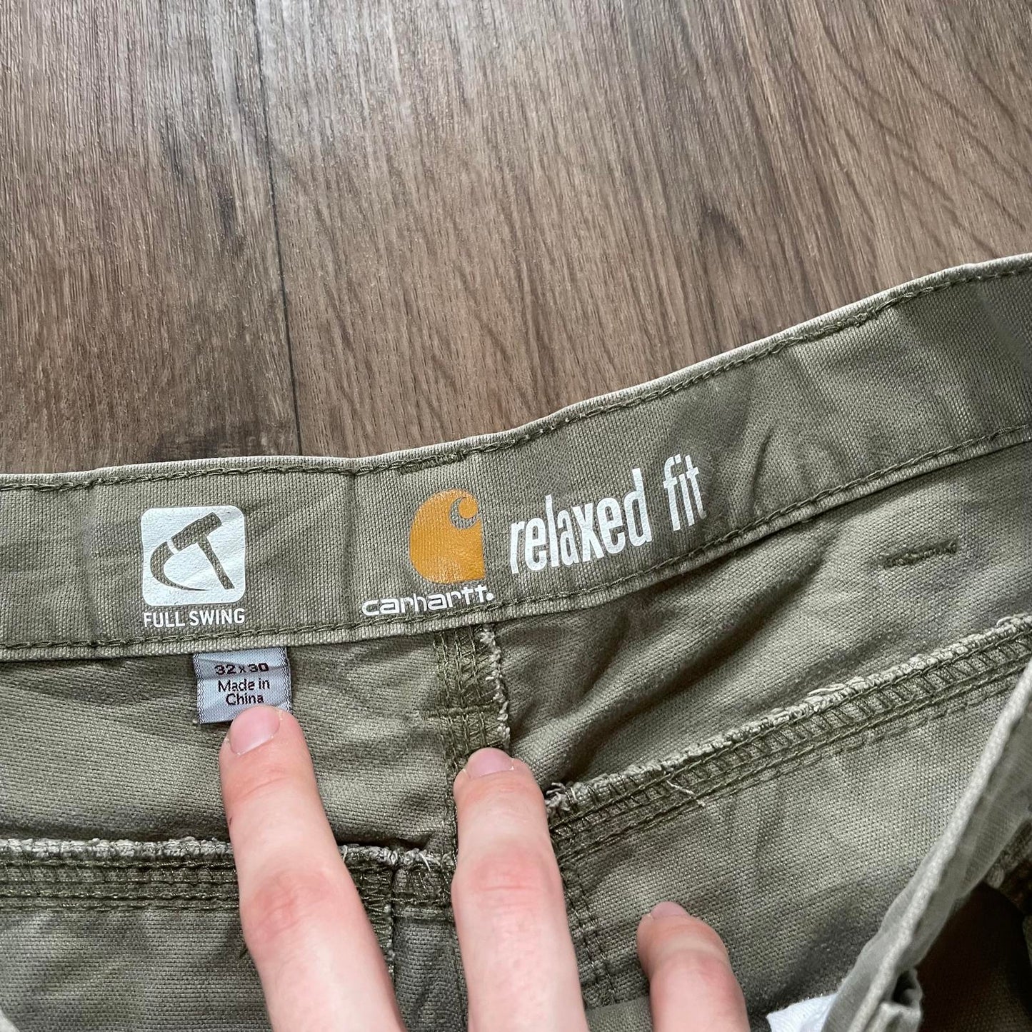 Carhartt Cream Carpenter Trousers Paint Detail