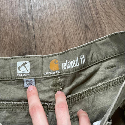 Carhartt Cream Carpenter Trousers Paint Detail