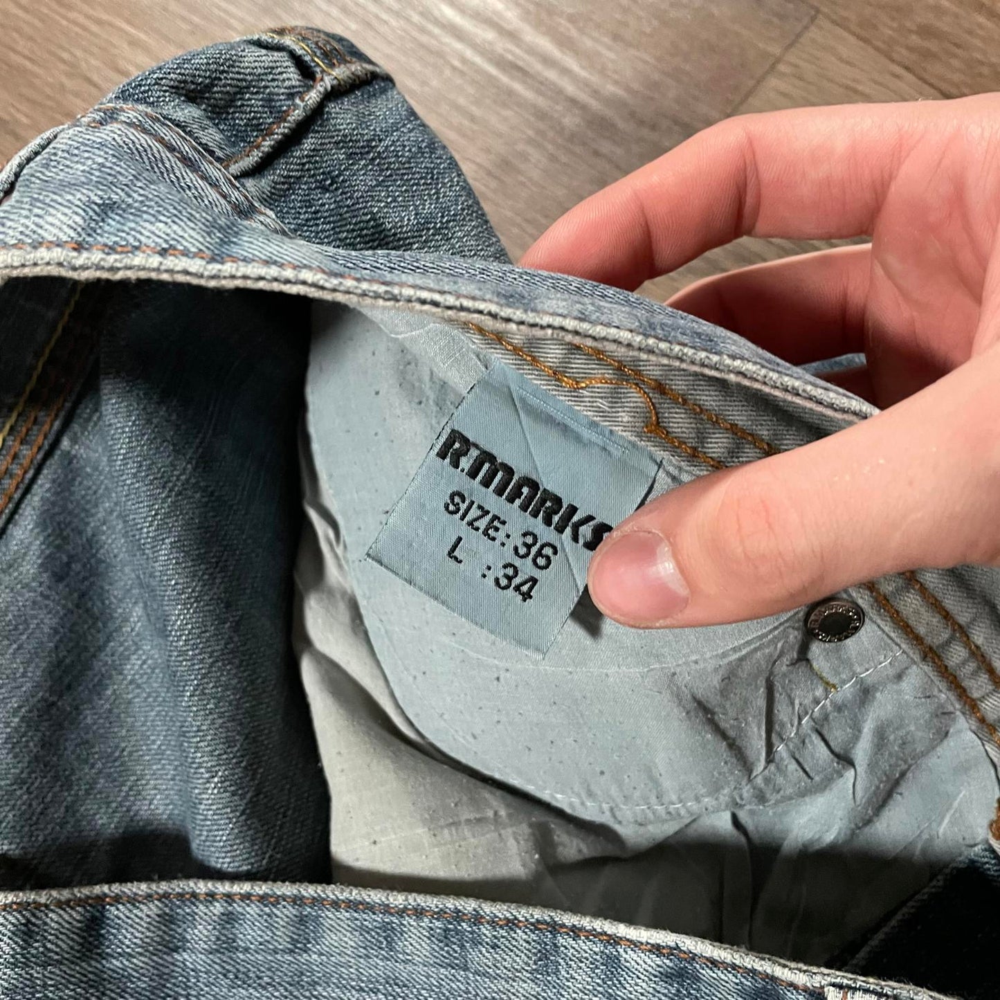 Vintage Embroidered Baggy Jeans Blue